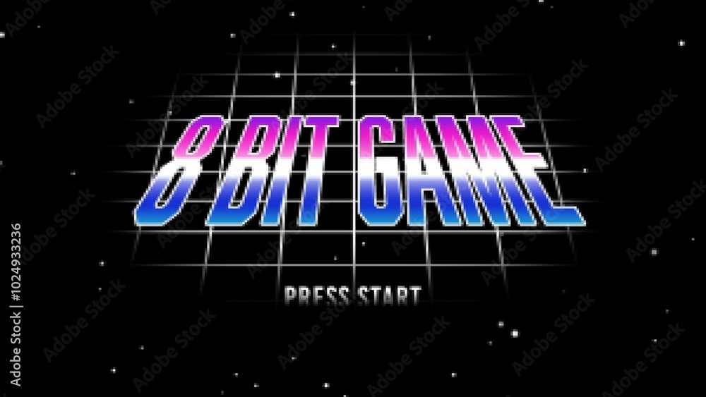 8-Bit Retro Game Space Panel Title Intro Stock Template | Adobe Stock