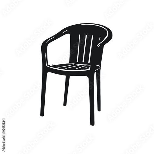 A black plastic garden chair, vector silhouette