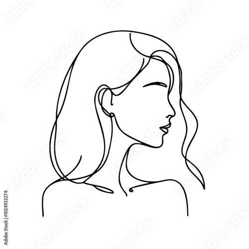 Woman's face line drawing minimalistic outline style