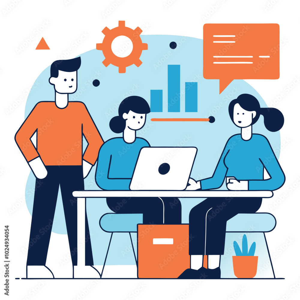 Team Collaboration Illustration for Business Analysis and Strategy Planning Team Collaboration Illustration for Business Analysis and Strategy Planning