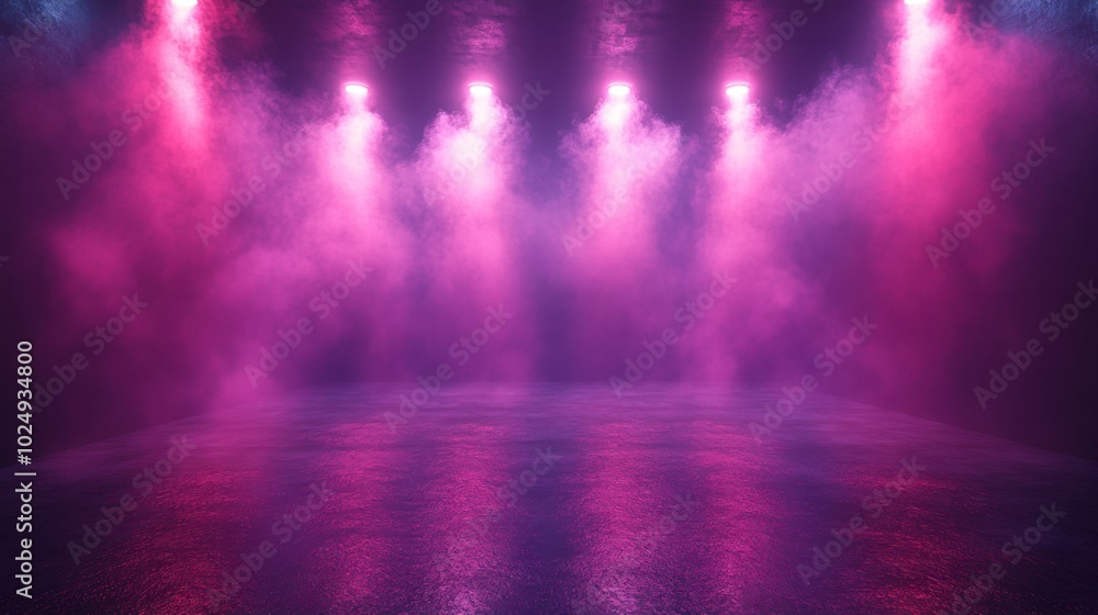 Obraz premium Purple Stage Lights and Smoke created with Generative AI Technology, ai, generative