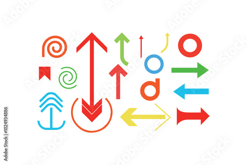 Free Download Colorful arrow and circle vector illustration graphic elements isolated  - GFXLoad