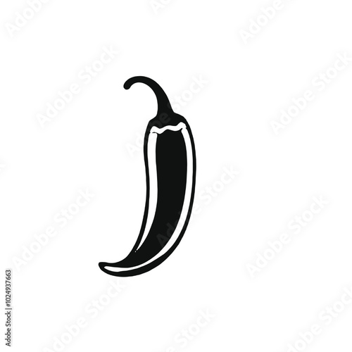 A black silhouette of two black chili, vector silhouette, 