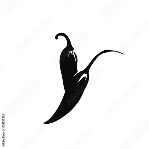 A black silhouette of two black chili, vector silhouette, 