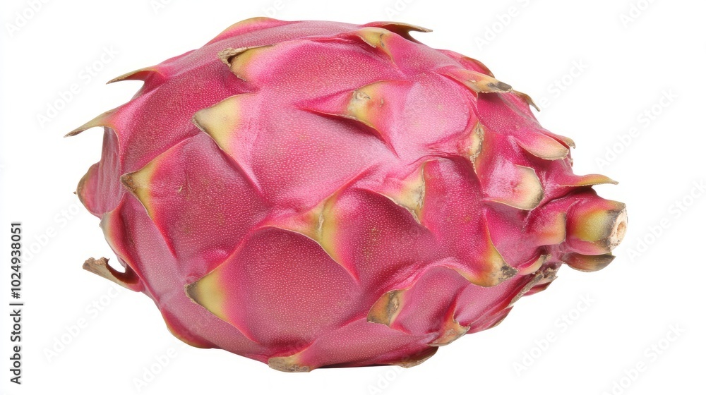 A whole red dragon fruit isolated on a white background. A whole red dragon fruit isolated on a white background.