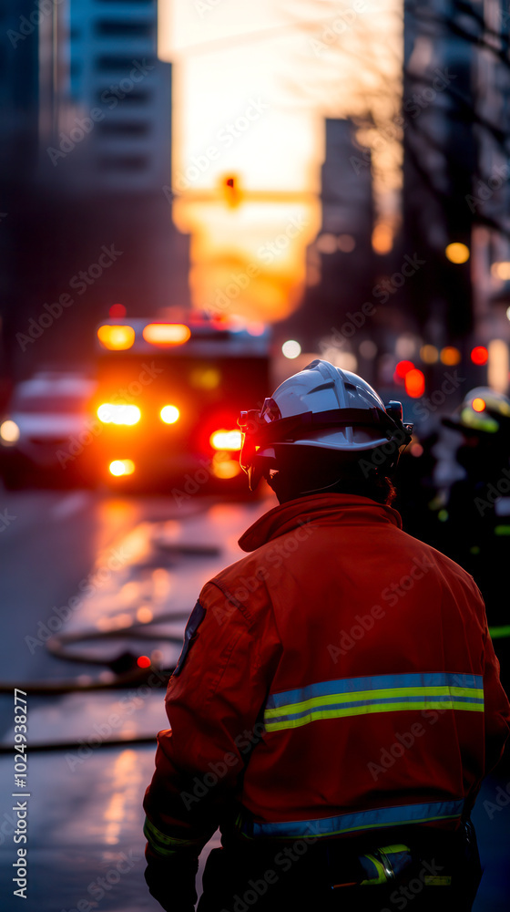 Emergency responders at sunset Emergency responders at sunset