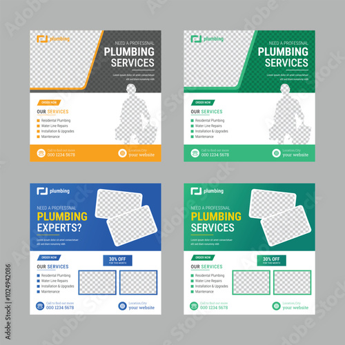 Professional plumbing service, Plumbing Service Flyer, social media, poster Template design,