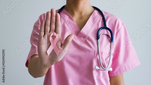 Healthcare Professional Advocating for Breast Cancer Awareness