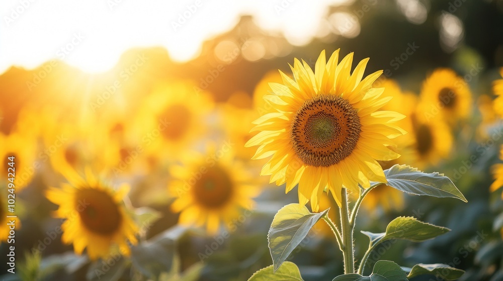 Sunlit Sunflower Field, vibrant blooms stretching towards the sun, embodying the warmth and joy of a bright summer day Sunlit Sunflower Field, vibrant blooms stretching towards the sun, embodying the warmth and joy of a bright summer day