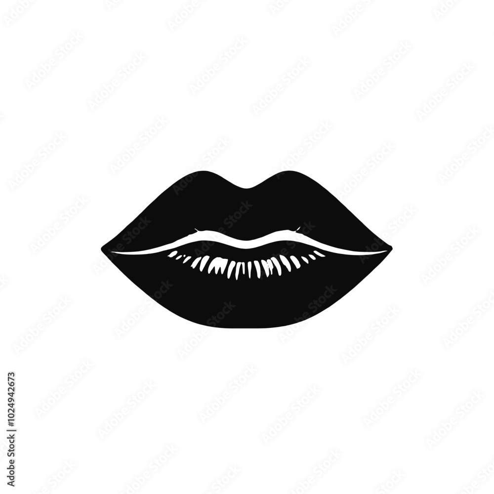 A close-up of a pair of black lips with a bold, graphic design A close-up of a pair of black lips with a bold, graphic design
