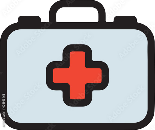 First Aid Kit Vector Icon Illustration. Flat Cartoon Style.