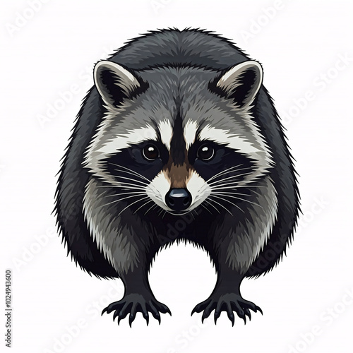 cute raccoon illustration with white background