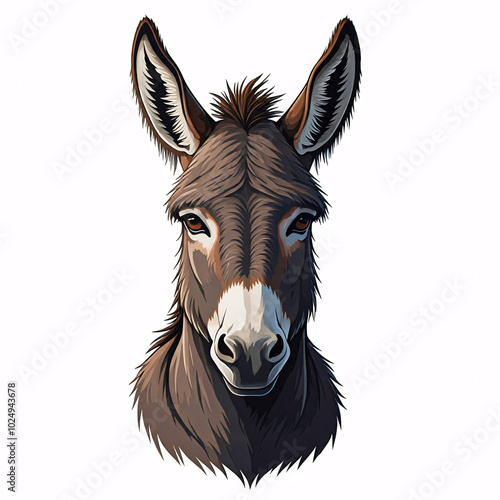 cute brown donkey head illustration