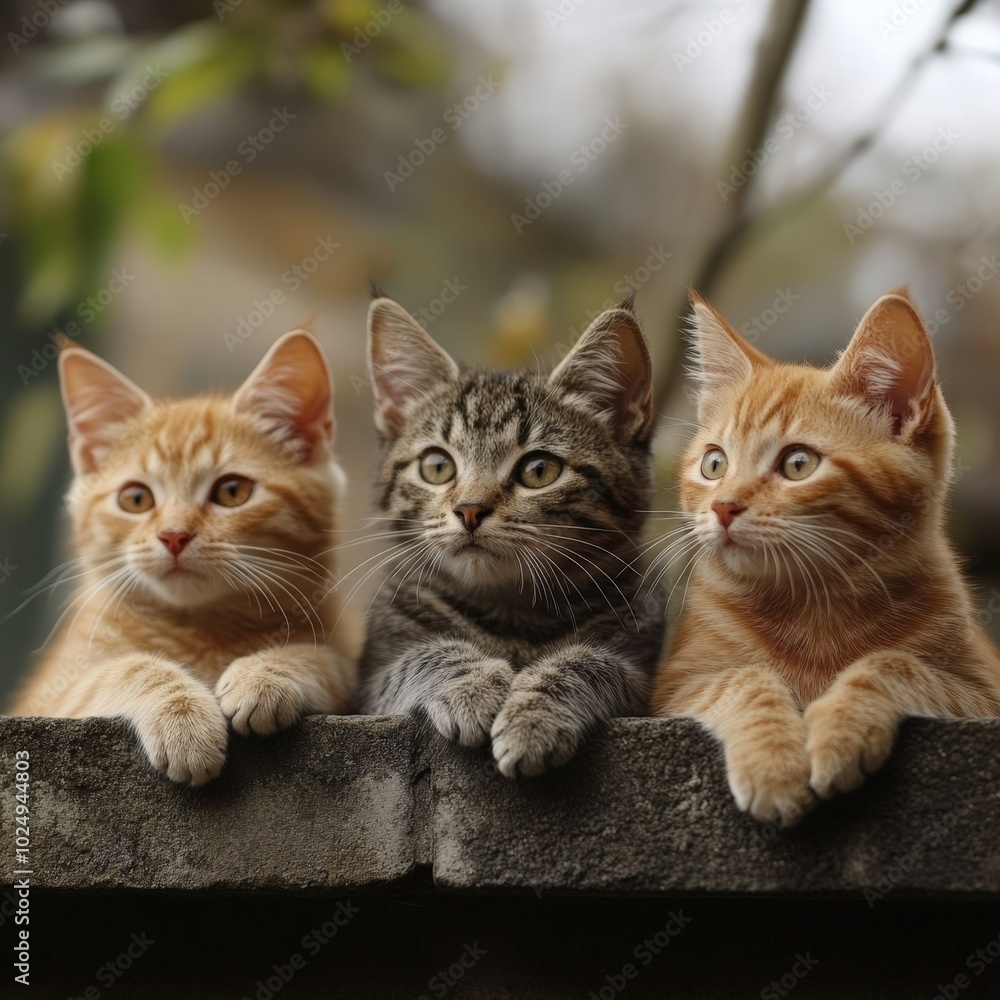 Curious kittens looking at camera Curious kittens looking at camera