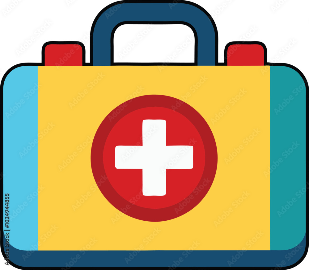 Obraz premium First Aid Kit Vector Icon Illustration. Flat Cartoon Style.