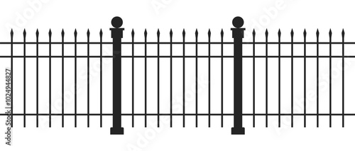 Wrought iron fence with pointed tops