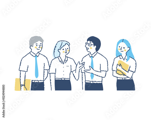 並んで会話をしている学生