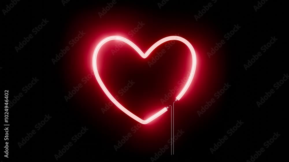 neon light heart shape revelation, love and romance sign 4k footage invitation. neon light heart shape revelation, love and romance sign 4k footage invitation.