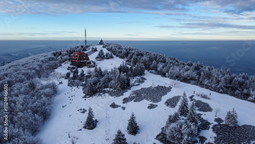 Winter cottage on the top of the czech mountains
