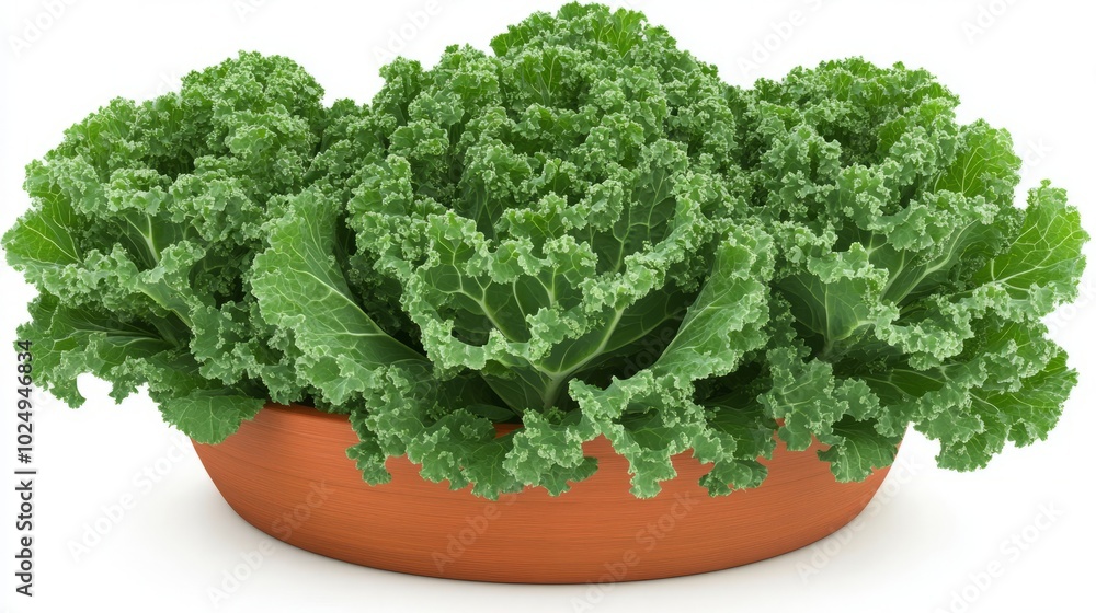 Fresh green kale plant in a terracotta pot isolated on white background. Fresh green kale plant in a terracotta pot isolated on white background.