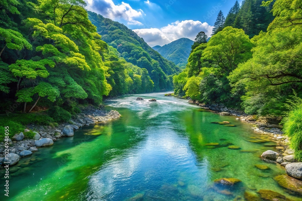 Scenery of the gently flowing Niyodo River Extreme Close-Up Scenery of the gently flowing Niyodo River Extreme Close-Up