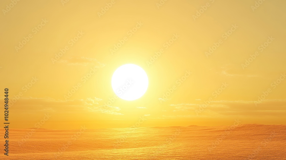 Golden Sunset Over the Calm Ocean Horizon Golden Sunset Over the Calm Ocean Horizon