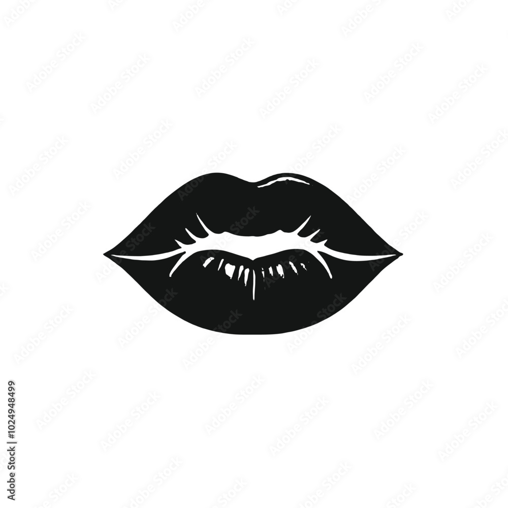 A close-up of a pair of black lips with a bold, graphic design A close-up of a pair of black lips with a bold, graphic design