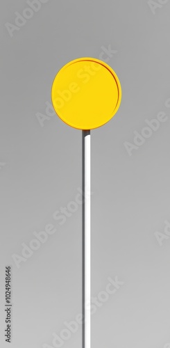 Bright yellow traffic sign on gray background