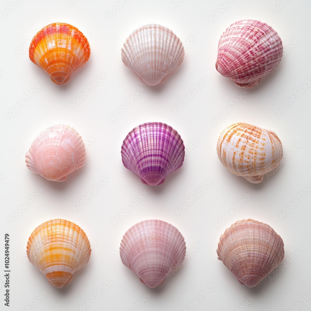 Colorful seashells on a white background Colorful seashells on a white background
