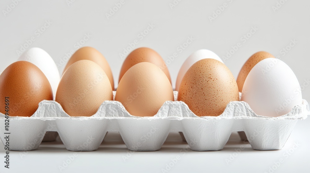 Assorted chicken eggs in carton Assorted chicken eggs in carton
