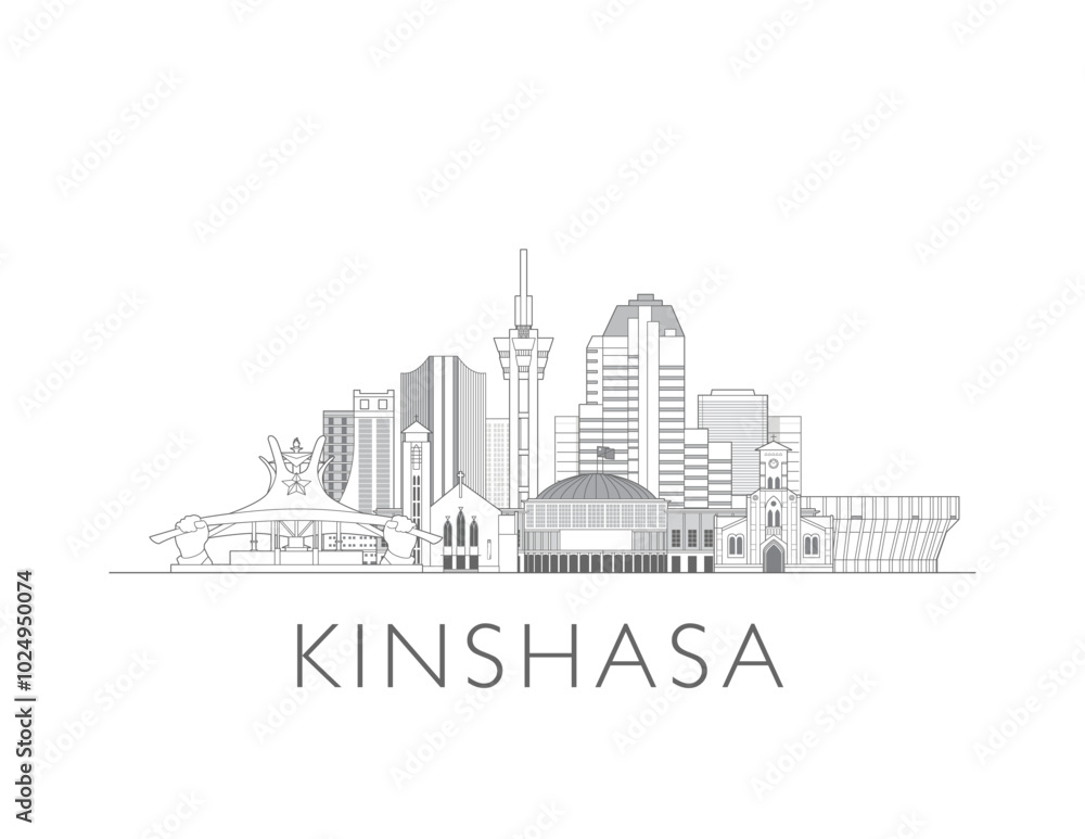 Kinshasa skyline cityscape vector illustration Kinshasa skyline cityscape vector illustration