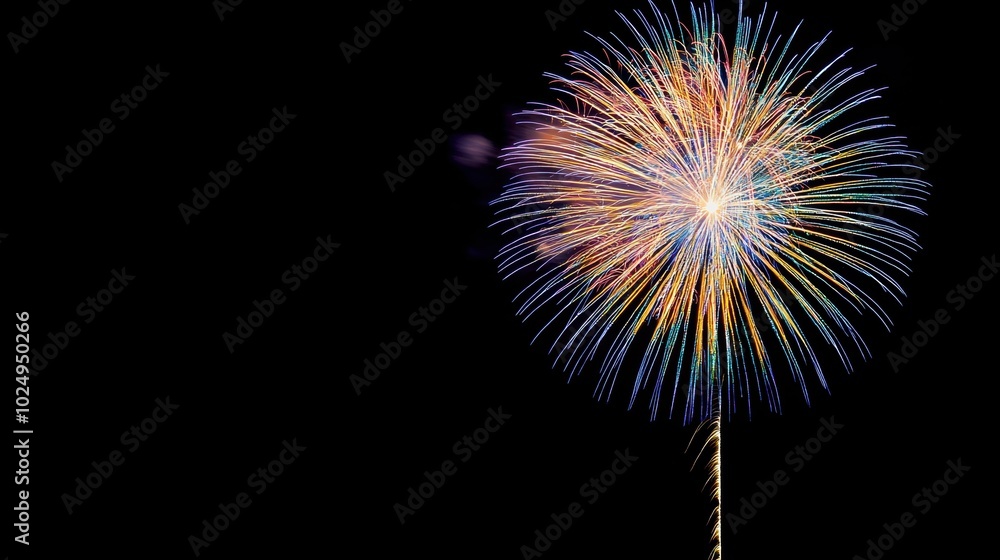 Vibrant Fireworks Explosion Against Pitch Black Night Sky Celebrating Holiday Festival Vibrant Fireworks Explosion Against Pitch Black Night Sky Celebrating Holiday Festival