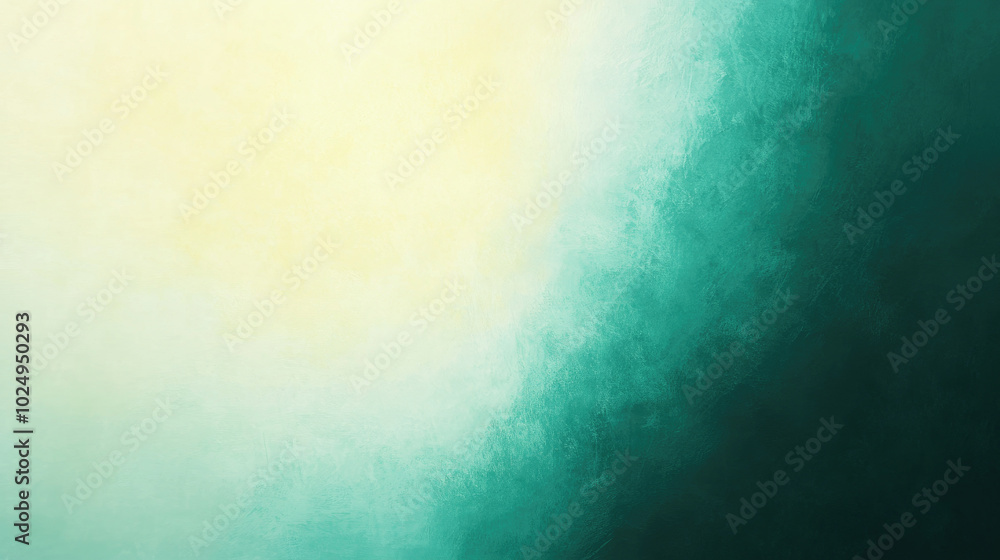 Fototapeta premium Vibrant Abstract Glow, A soft bright gold center radiates light, surrounded by a mottled dark blue green border, creating a dynamic yellow green backdrop.