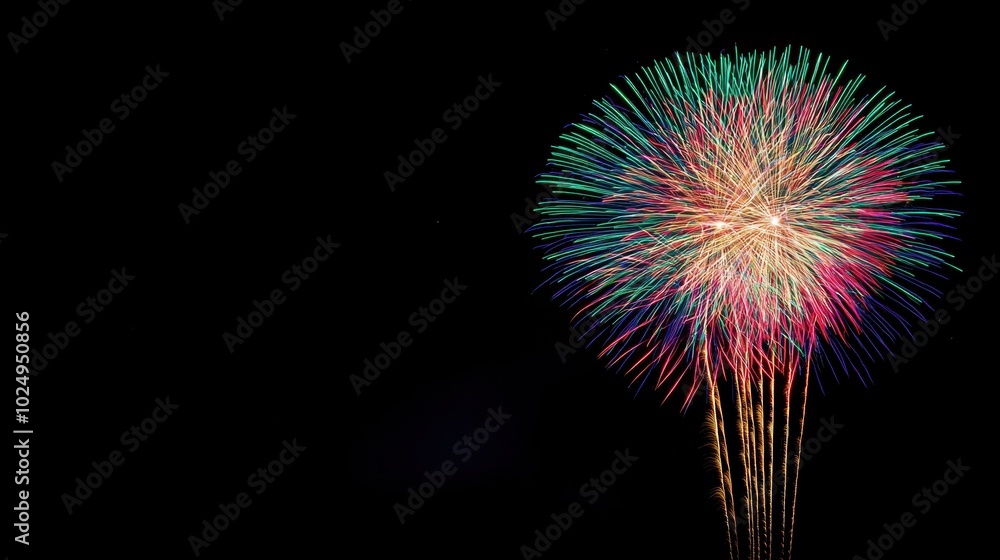 Vibrant Fireworks Explosion Lighting Up the Night Sky During Festive Vibrant Fireworks Explosion Lighting Up the Night Sky During Festive