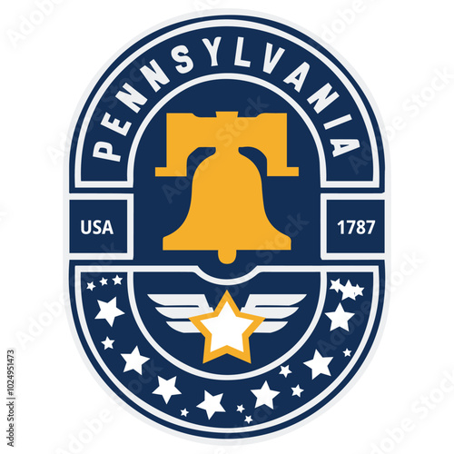 Vintage Pennsylvania Emblem with Liberty Bell