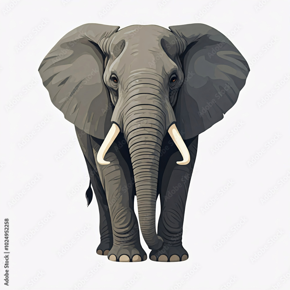 Obraz premium african elephant illustration with gray and white colors