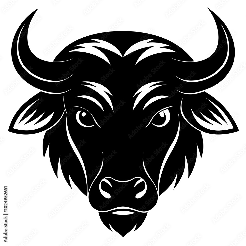 Obraz premium Buffalo head silhouette vector Illustration