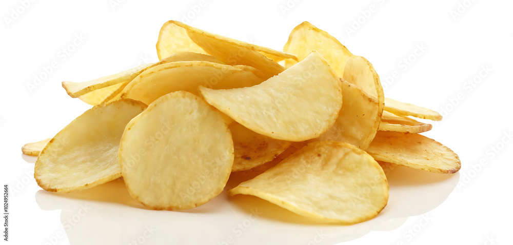 thinly sliced, golden potato chips, perfect for snack food packaging, menus, or food blogs. thinly sliced, golden potato chips, perfect for snack food packaging, menus, or food blogs.