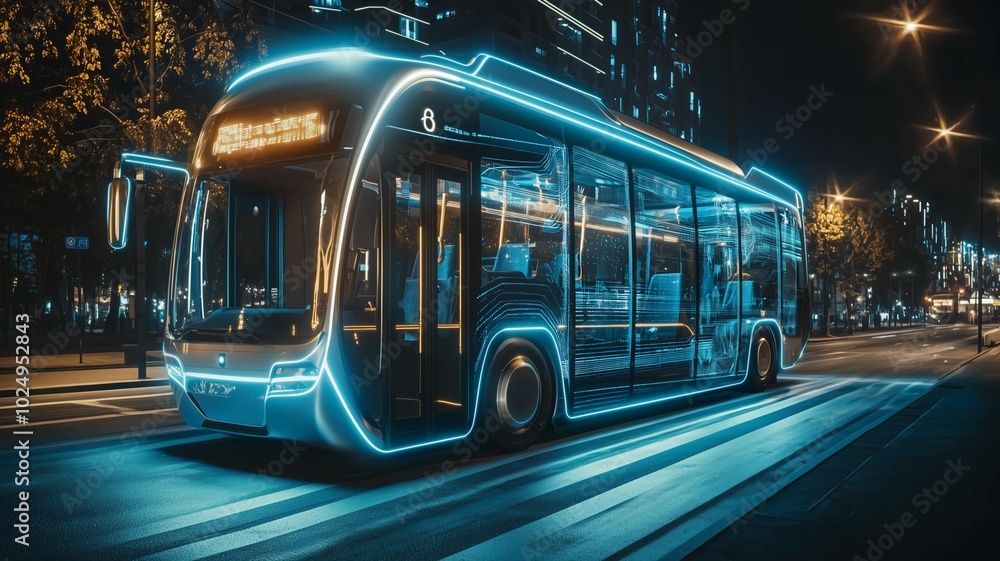 AI搭載バスが自動運転するイメージ画像 AI搭載バスが自動運転するイメージ画像