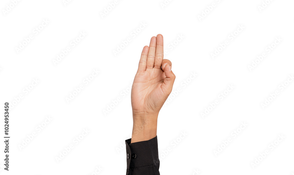 Deaf alphabet letter F by hand. Letter 'F' in sign language, isolated on a white background. Hand gestures. hearing impairment. languages that use visual manual modality. deaf signs. Deaf alphabet letter F by hand. Letter 'F' in sign language, isolated on a white background. Hand gestures. hearing impairment. languages that use visual manual modality. deaf signs.