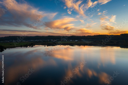Wallpaper Mural Amazing sunset over Lake Orle near Wejherowo. Poland Torontodigital.ca