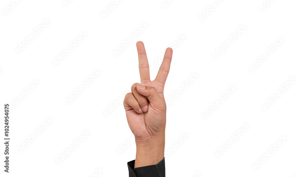 Deaf alphabet letter V by hand. Letter 'V' in sign language, isolated on a white background. Hand gestures. hearing impairment. languages that use visual manual modality. deaf signs. Deaf alphabet letter V by hand. Letter 'V' in sign language, isolated on a white background. Hand gestures. hearing impairment. languages that use visual manual modality. deaf signs.