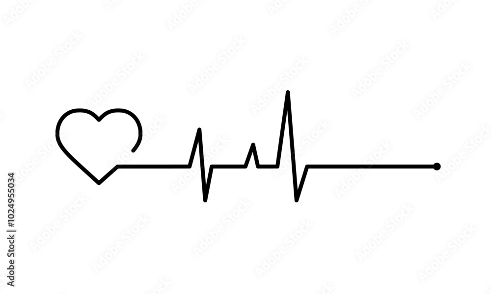 Heartbeat icon on white background. Pulse line icon. Heartbeat icon on white background. Pulse line icon.