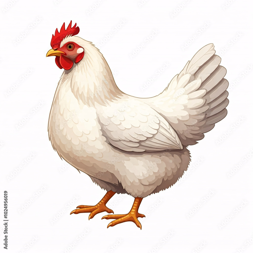 Fototapeta premium cute white hen illustration on white background