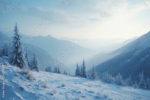 Carpathians In Winter With Snow-Covered Peaks And Pristine Landscape