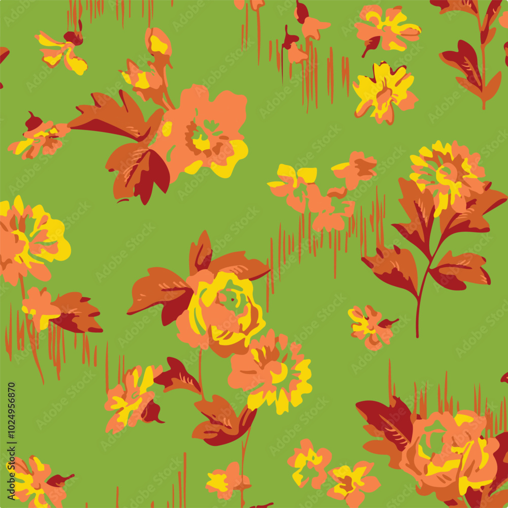 Fototapeta premium botanical floral vector seamless pattern with roses herbs and leaves big set background with flowers