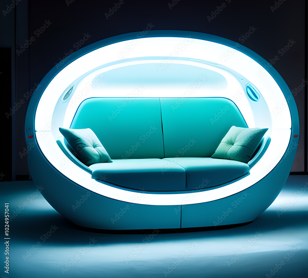 Futuristic furniture chair sofa.luminous.concept design.generative ai