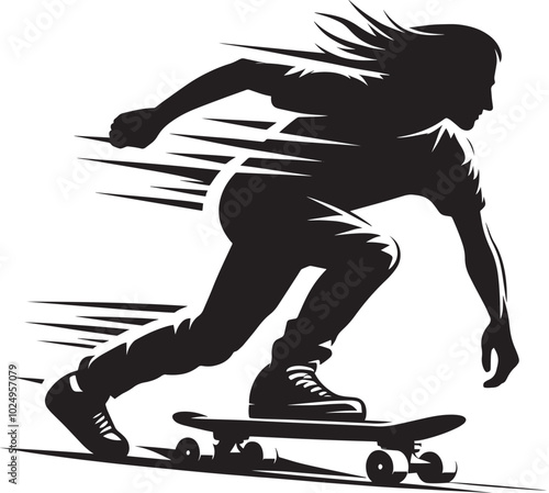 Skateboarding Silhouette illustration isolated on a white background