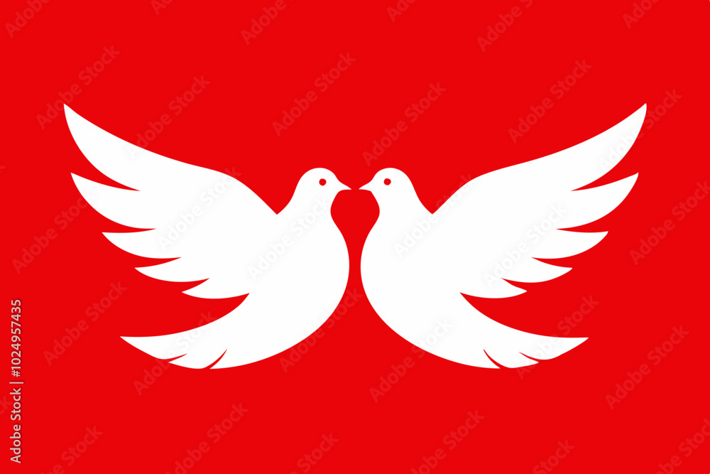 Obraz premium White dove vector design on a red background