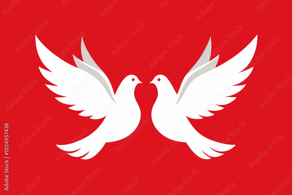 Fototapeta premium White dove vector design on a red background